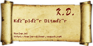 Káplár Ditmár névjegykártya